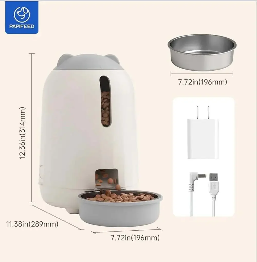 PAPIFEED 3L Automatic WiFi Smart Cat and Dog Food Feeder with App Control
